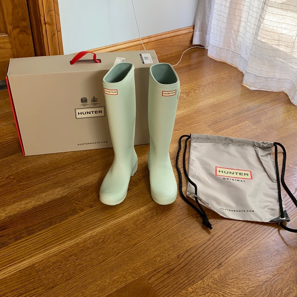 EUC Hunter original tour aqua tall rain boots 8